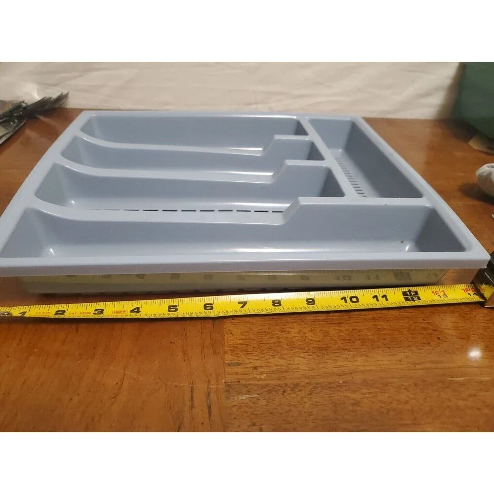 Action Industries Blue Lattice Utensil Silverware Flatware Drawer Organizer Vntg